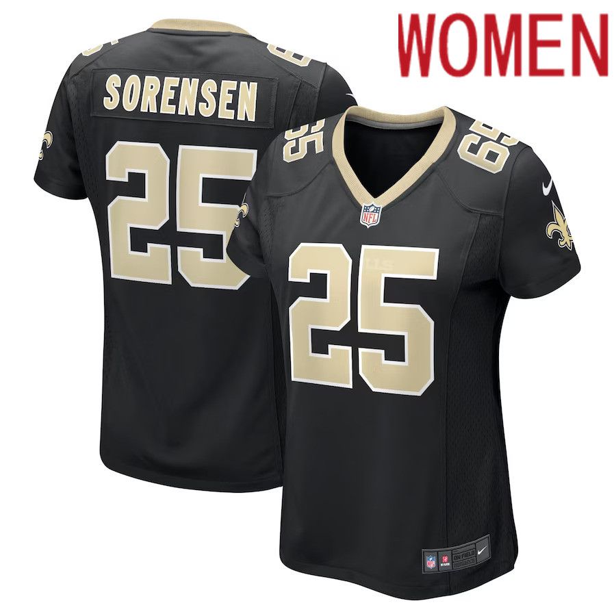Women New Orleans Saints #25 Daniel Sorensen Nike Black Game Player NFL Jersey->women nfl jersey->Women Jersey
